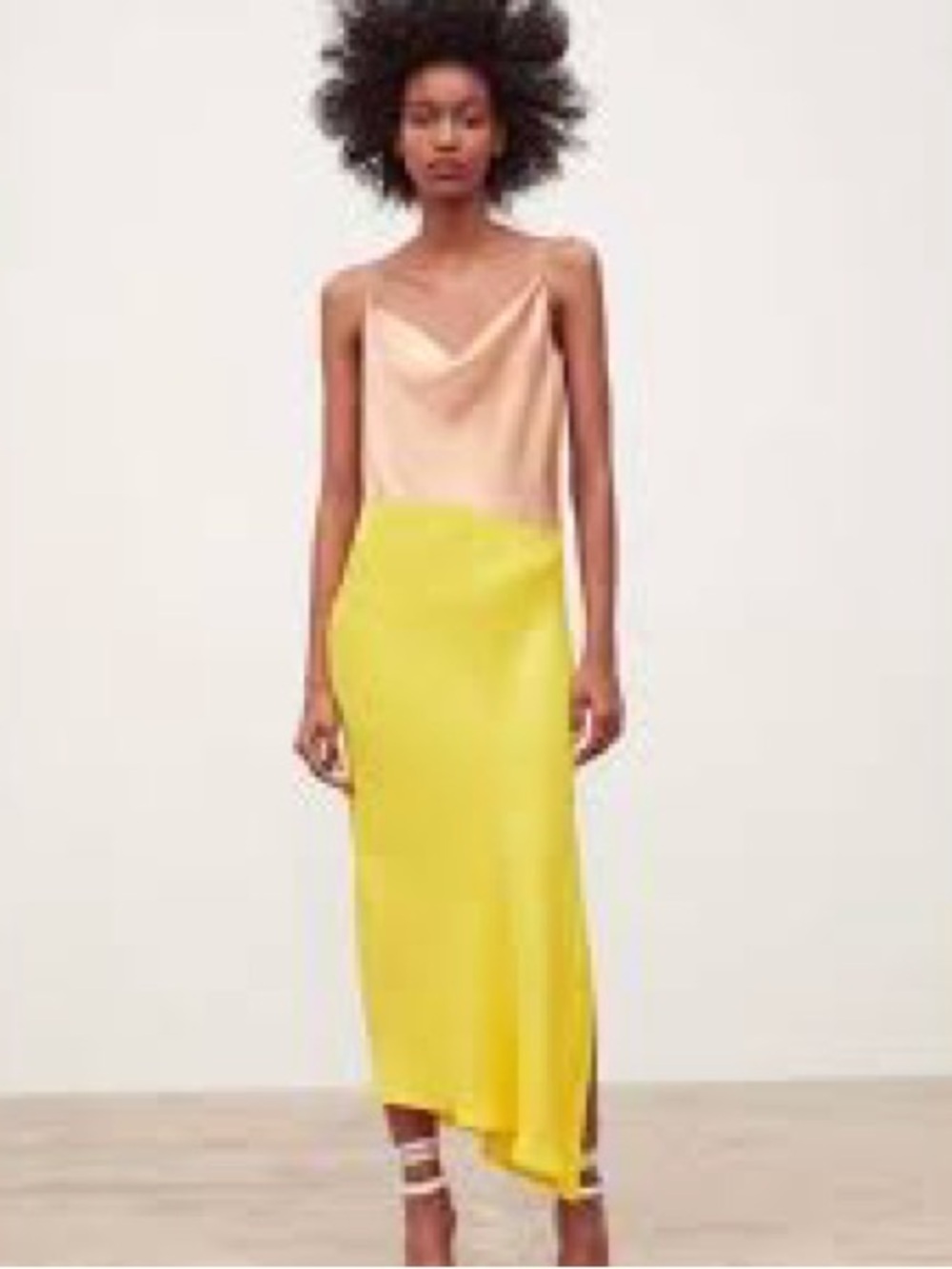 Zara Yellow Asymmetric Slip Skirt - Women's